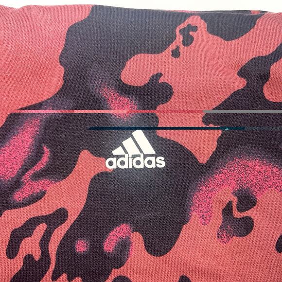 ADIDAS Sweatshirt Women’s Size L Pink Maroon Camo AOP Mock Neck Casual Sporty - Picture 4 of 14